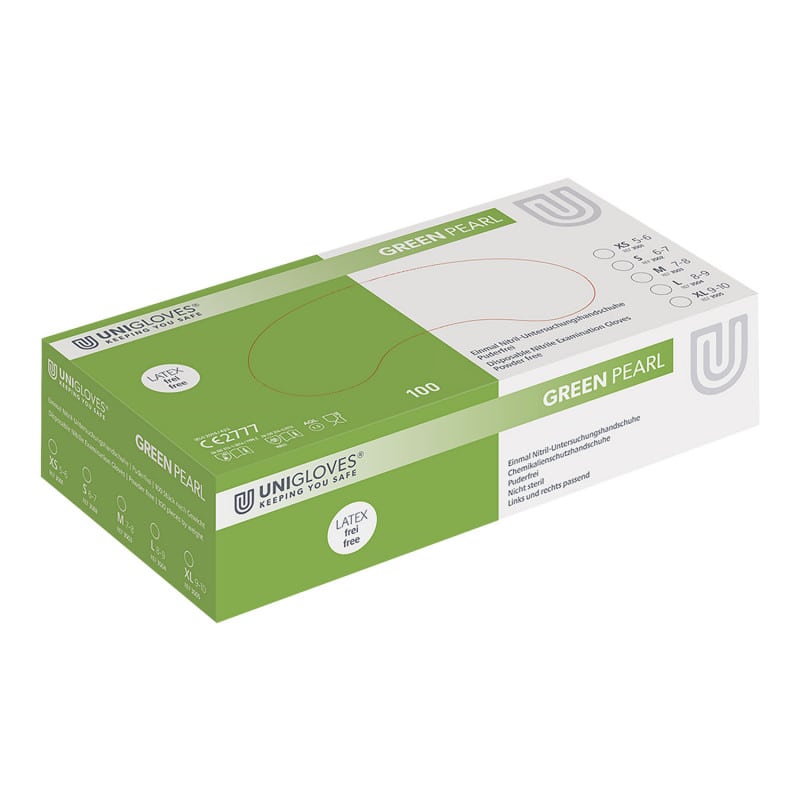 Unigloves Pearl Nitrile Gloves Green | M