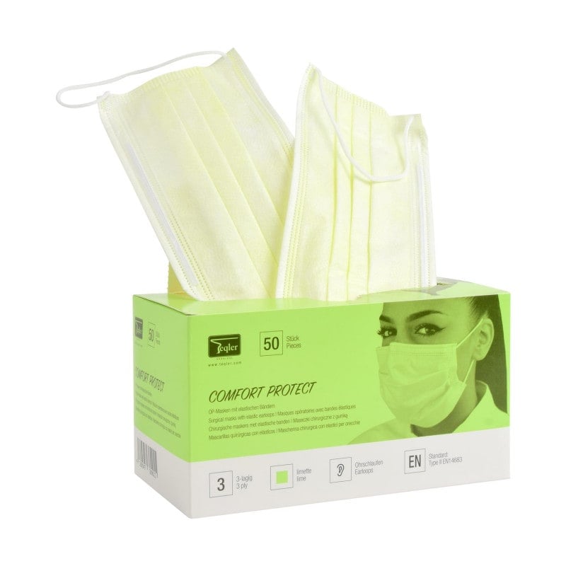 Surgical Mask with Elastic Earloops, 3 ply Lime