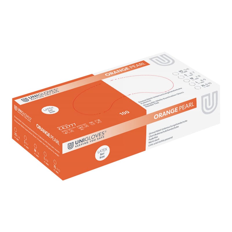 Unigloves Pearl Nitrile Gloves Orange | Xs